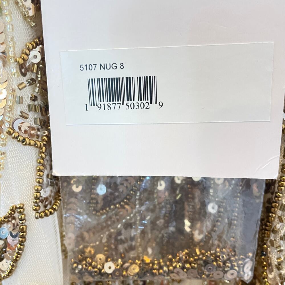 New! Mac Duggal Golden Godess Crystal Lace Trumpet Evening Gown Sz 14 NWT $698 - Picture 7 of 8